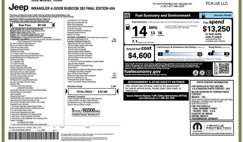 2024 Jeep Wrangler Unlimited Rubicon 392 Final Edition 4×4 full